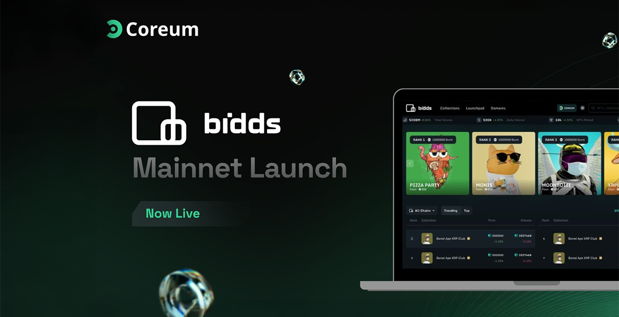 BiddsonCore Lanza Plataforma para Smart NFTs en Coreum